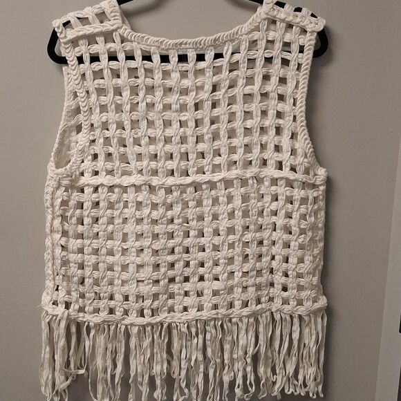 Adora Crochet Fishnet Top Women White Cover Up - Picture 6 of 6